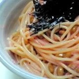 クリスマスだって和風　　納豆明太子パスタ